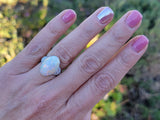Platinum opal & diamond estate ring
