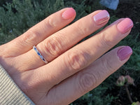 14k white gold diamond & blue sapphire stackable wedding band