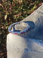 14k white gold diamond & ruby stackable wedding band
