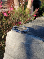14k white gold diamond & blue sapphire stackable wedding band