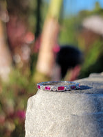 14k white gold diamond & ruby stackable wedding band
