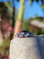 14k white gold diamond & ruby stackable wedding band