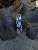 14k white gold diamond & ruby stackable wedding band