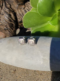14k gold two tone Deco pearl, enamel & mother of pearl earrings studs