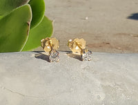 14k gold diamond studs earrings -  .25t tw