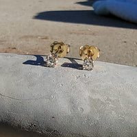 14k gold diamond studs earrings -  .25t tw