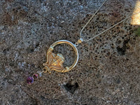 10k gold Nouveau lady rhodolite garnet necklace lavaliere pendant