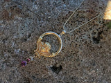 10k gold Nouveau lady rhodolite garnet necklace lavaliere pendant