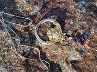10k gold Nouveau lady rhodolite garnet necklace lavaliere pendant