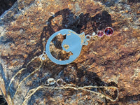 10k gold Nouveau lady rhodolite garnet necklace lavaliere pendant