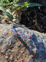 14k white gold diamond & ruby stackable wedding band