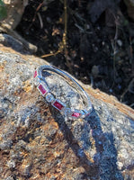 14k white gold diamond & ruby stackable wedding band