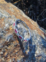14k white gold diamond & ruby stackable wedding band