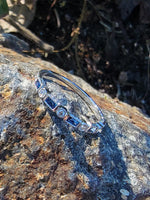14k white gold diamond & blue sapphire stackable wedding band