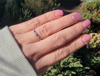 14k white gold diamond & ruby stackable wedding band