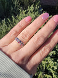 14k white gold diamond & ruby stackable wedding band