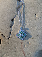 14k gold white gold green tzavorite garnet & diamond DECO style necklace pendant
