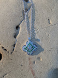 14k gold white gold green tzavorite garnet & diamond DECO style necklace pendant