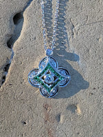 14k gold white gold green tzavorite garnet & diamond DECO style necklace pendant