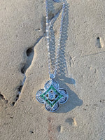 14k gold white gold green tzavorite garnet & diamond DECO style necklace pendant