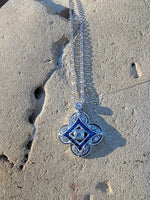 14k gold white gold sapphire & diamond DECO style necklace pendant