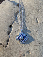 14k gold white gold sapphire & diamond DECO style necklace pendant