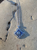 14k gold white gold sapphire & diamond DECO style necklace pendant