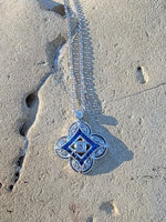 14k gold white gold sapphire & diamond DECO style necklace pendant