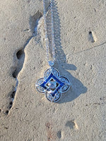 14k gold white gold sapphire & diamond DECO style necklace pendant
