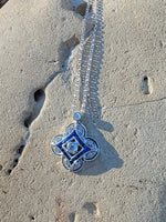 14k gold white gold sapphire & diamond DECO style necklace pendant
