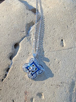 14k gold white gold sapphire & diamond DECO style necklace pendant