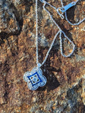 14k gold white gold sapphire & diamond DECO style necklace pendant