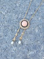 14k gold Victorian coral & pearl necklace pendant lavaliere