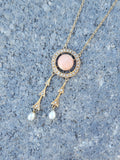 14k gold Victorian coral & pearl necklace pendant lavaliere