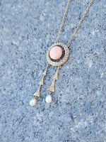 14k gold Victorian coral & pearl necklace pendant lavaliere