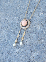 14k gold Victorian coral & pearl necklace pendant lavaliere