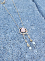 14k gold Victorian coral & pearl necklace pendant lavaliere