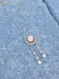 14k gold Victorian coral & pearl necklace pendant lavaliere