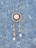 14k gold Victorian coral & pearl necklace pendant lavaliere