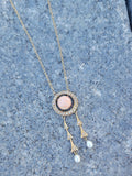 14k gold Victorian coral & pearl necklace pendant lavaliere