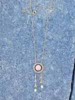 14k gold Victorian coral & pearl necklace pendant lavaliere