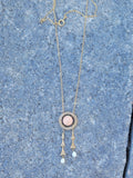 14k gold Victorian coral & pearl necklace pendant lavaliere
