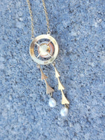 14k gold Victorian coral & pearl necklace pendant lavaliere