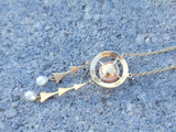 14k gold Victorian coral & pearl necklace pendant lavaliere