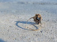 10k rose & yellow gold two tone leaf blue zircon ring