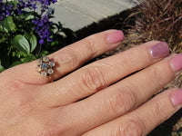 10k yellow gold Victorian moonstone & diamond ring
