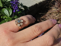 10k yellow gold Victorian moonstone & diamond ring