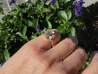 10k yellow gold Victorian moonstone & diamond ring