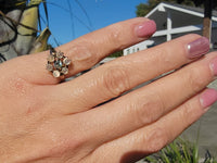 10k yellow gold Victorian moonstone & diamond ring