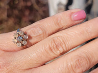 10k yellow gold Victorian moonstone & diamond ring
